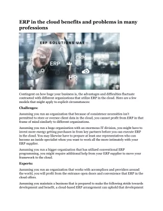 erp in the cloud benefits and problems in many