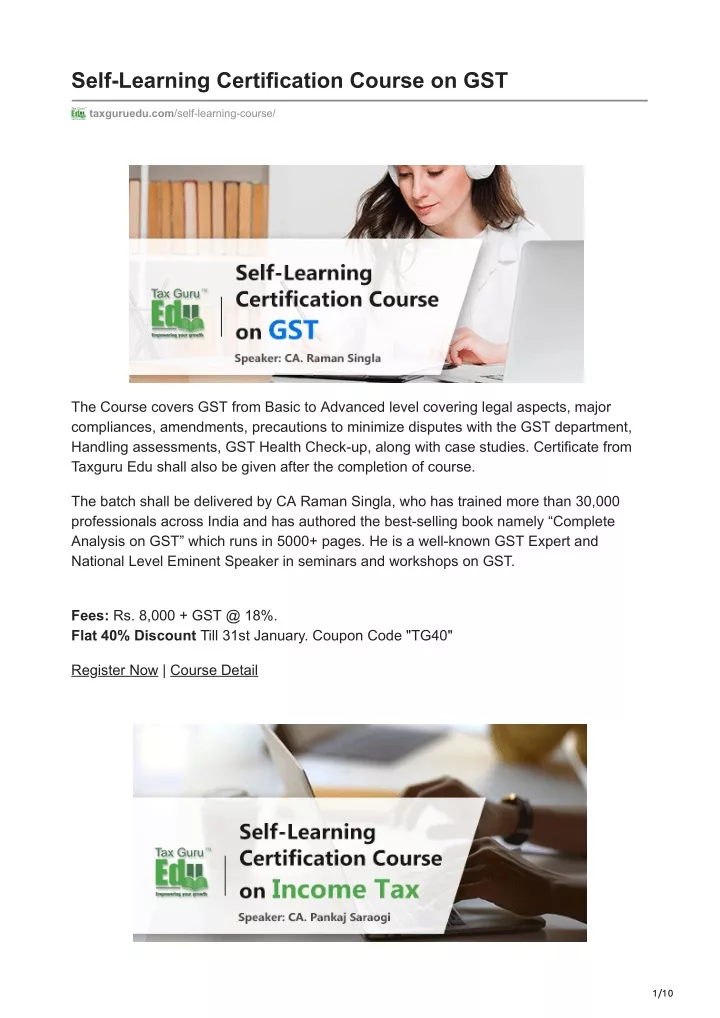 self learning certification course on gst