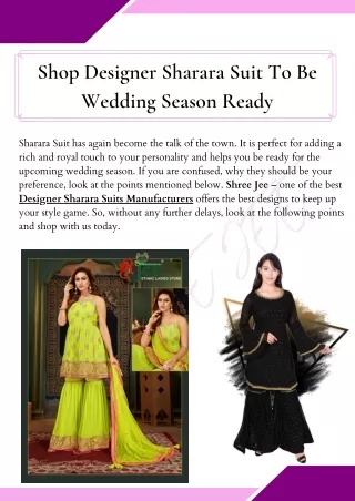Shop Designer Sharara Suit To Be Wedding Season Ready