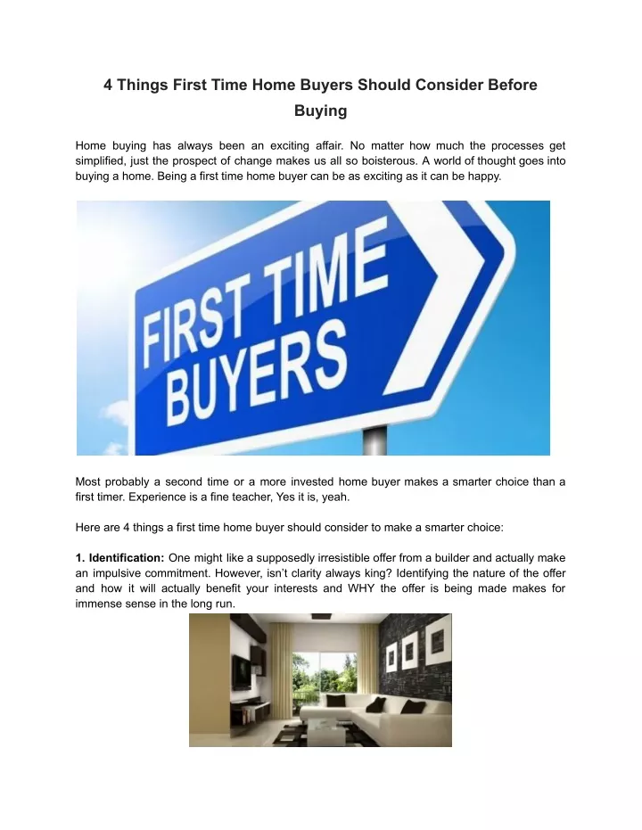 4 things first time home buyers should consider