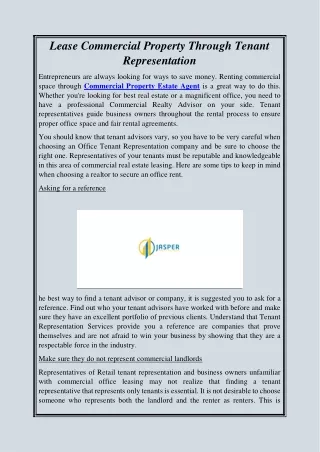 Lease Commercial Property Through Tenant Representation