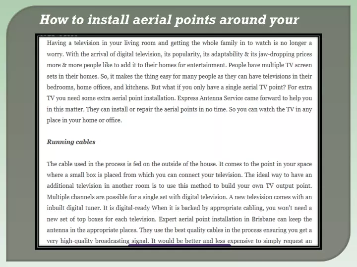 how to install aerial points around your space