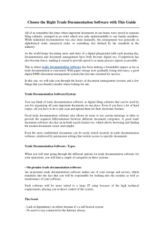 choose the right trade documentation software