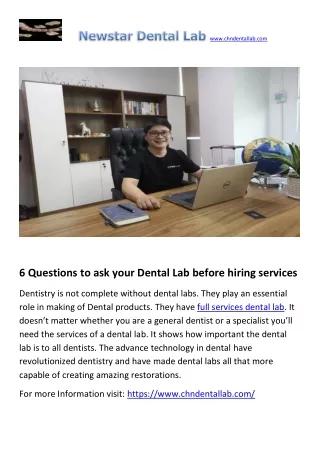 6 Questions to ask your Dental Lab before hiring services