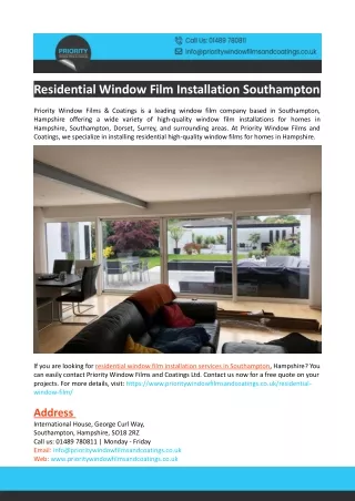 Window Film Installation for Homes in Hampshire