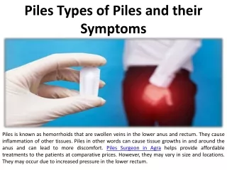 piles types of piles and their symptoms