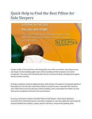 quick help to find the best pillow for side
