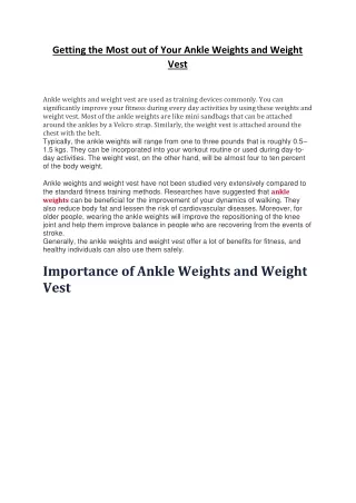 Purchase ankle weights & weight vest online | Fitness Equipments