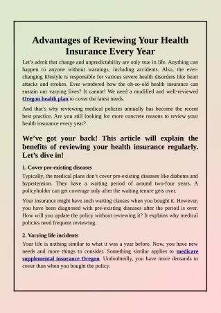The Benefits of Reviewing Your Health Insurance Every Year