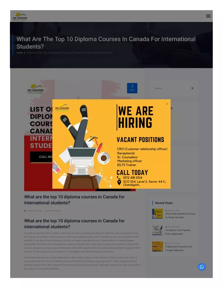 what are the top 10 diploma courses in canada