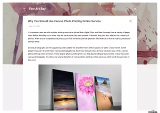 Why You Should Use Canvas Photo Printing Online Service