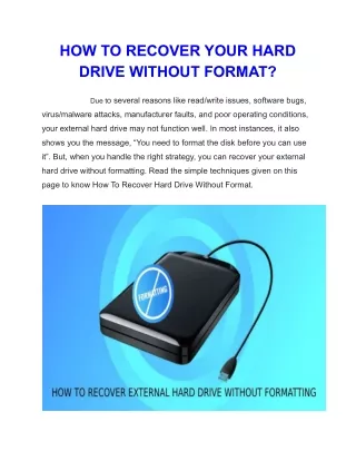 how to recover your hard drive without format