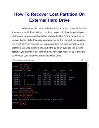 how to recover lost partition on external hard
