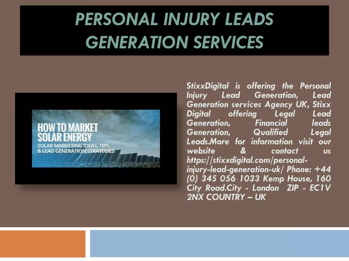 personal injury leads generation services