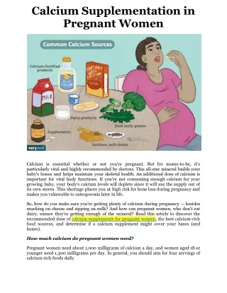 Calcium Supplementation in Pregnant Women