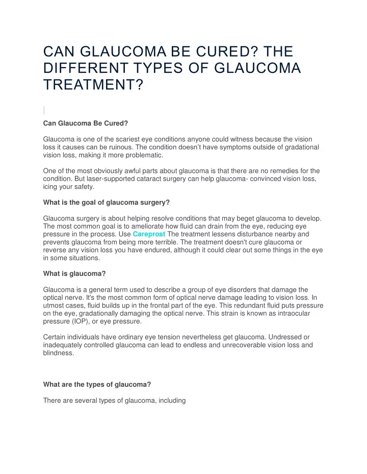 PPT - CAN GLAUCOMA BE CURED PowerPoint Presentation, free download - ID ...