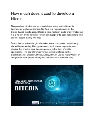 how much does it cost to develop a bitcoin