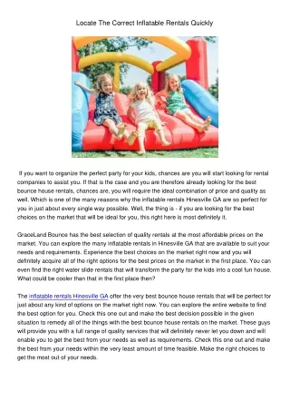 locate the correct inflatable rentals quickly