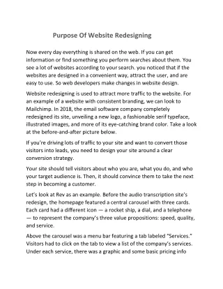 purpose of website redesigning