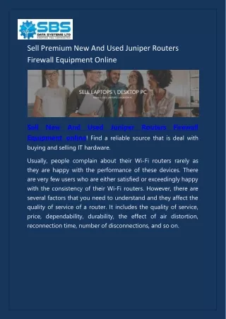 Sell Premium New And Used Juniper Routers Firewall Equipment Online