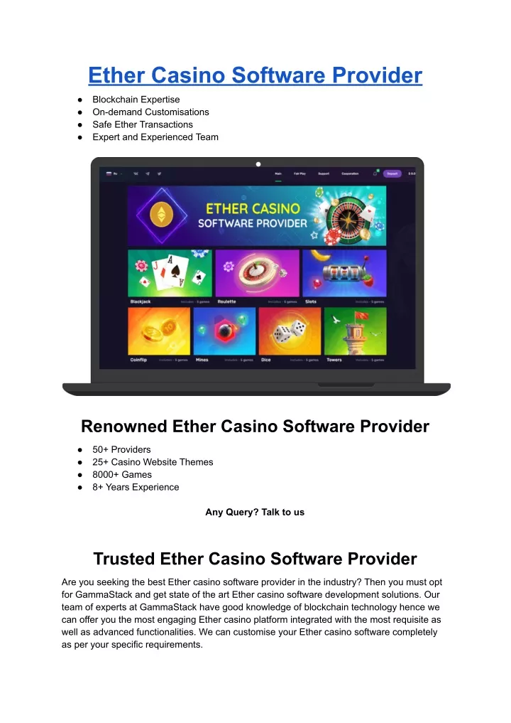 ether casino software provider