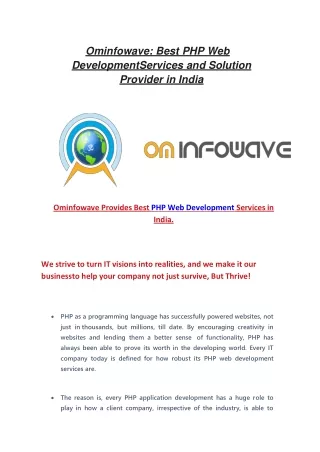ominfowave best php web development services
