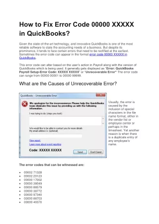 how to fix error code 00000 xxxxx in quickbooks