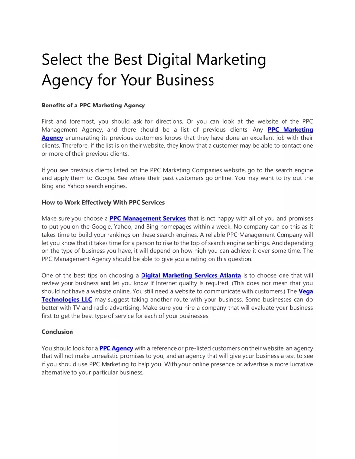 select the best digital marketing agency for your