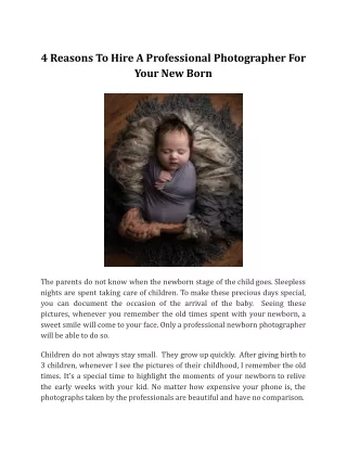 4 Reasons To Hire A Professional Photographer For Your New Born