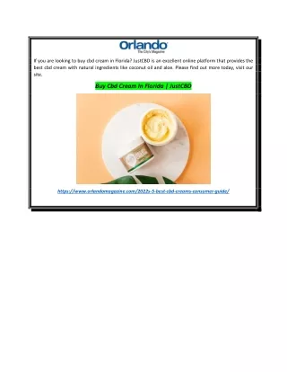 Best Cbd Cream In Florida 2022  JustCBD