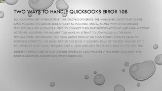 two ways to handle quickbooks error 108