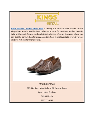 Hand Stitched Leather Shoes India | Kings.shoes