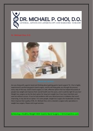 Achieving a Healthy Weight With Gastric Band Surgery  Drmichaelchoi