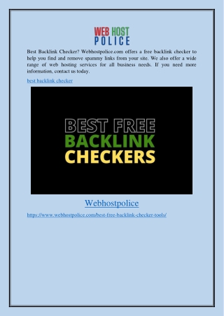 Best Backlink Checker Webhostpolice.com