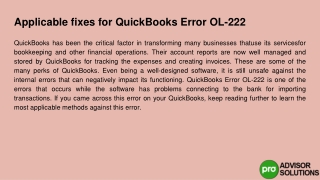 applicable fixes for quickbooks error ol 222