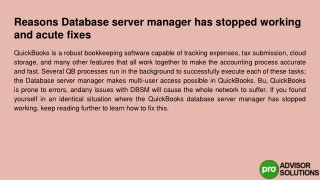 reasons database server manager has stopped working and acute fixes