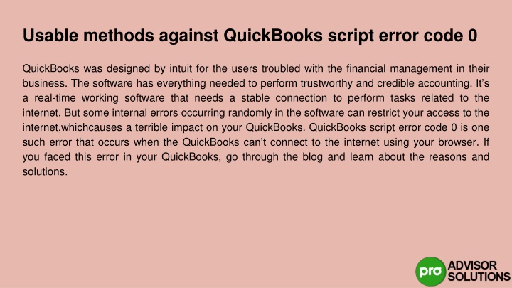 usable methods against quickbooks script error code 0