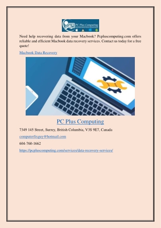 Macbook Data Recovery Pcpluscomputing.com