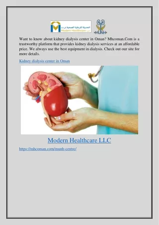 Kidney Dialysis Center in Oman Mhcoman.com