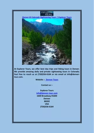 Denver & Colorado Sightseeing Tours  Explorer Tours