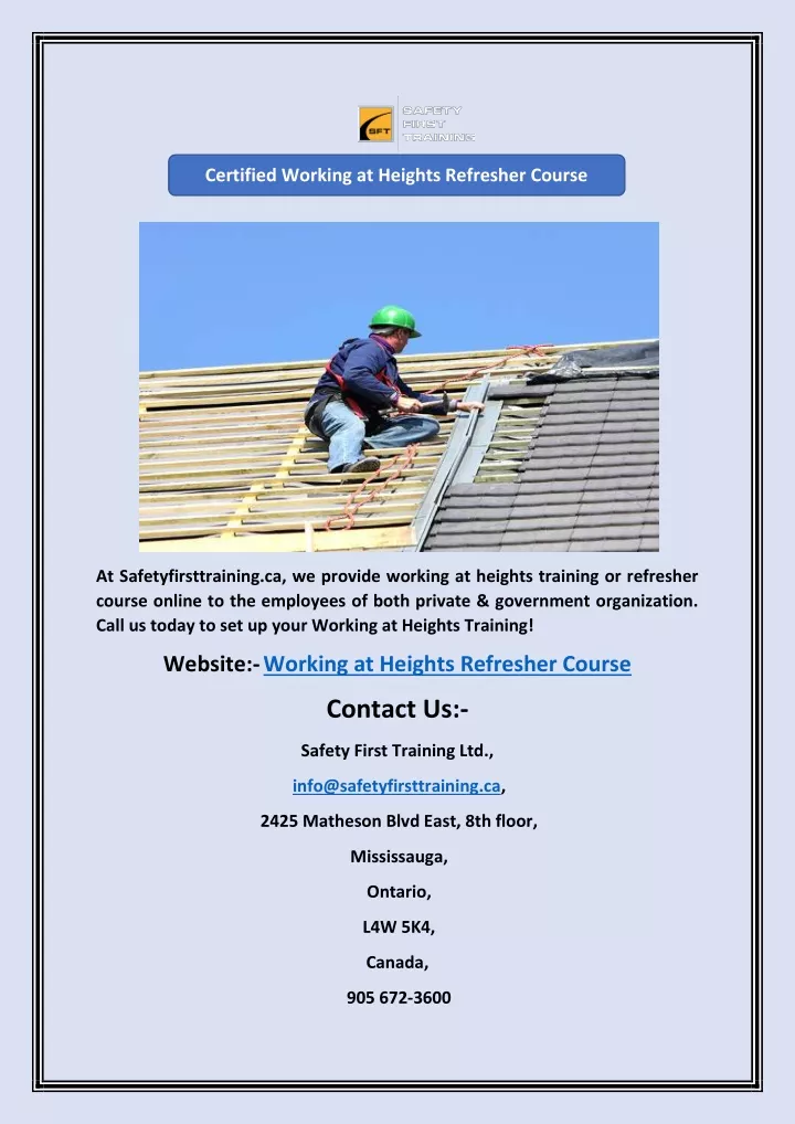 certified working at heights refresher course