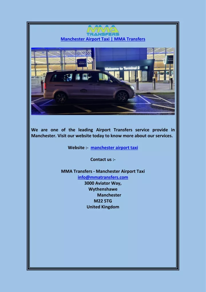 manchester airport taxi mma transfers