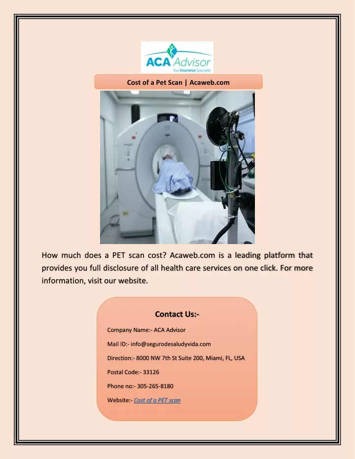 cost of a pet scan acaweb com