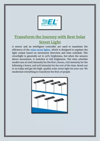 transform the journey with best solar street