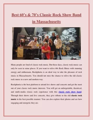 Best 60’s & 70’s Classic Rock Show Band in Massachusetts