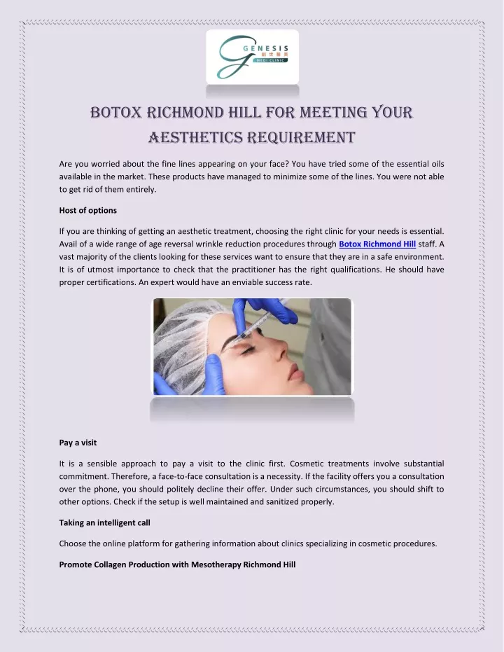 botox richmond hill for meeting your aesthetics