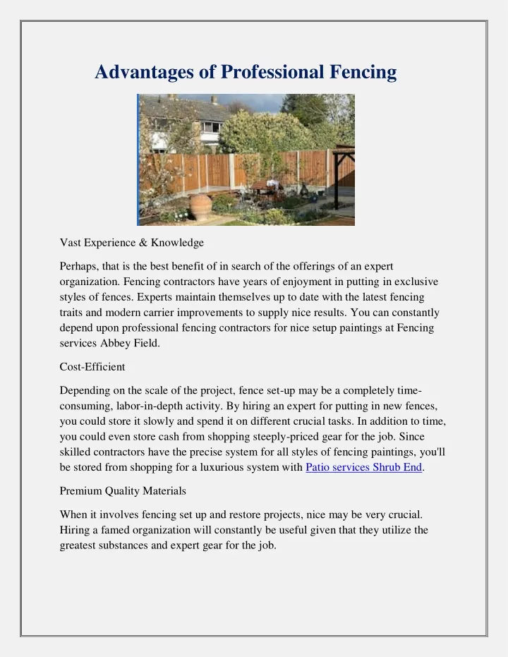 advantages of professional fencing