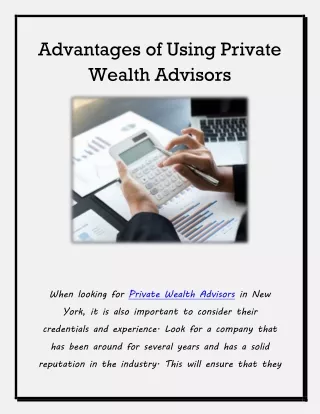 Advantages of Using Private Wealth Advisors pdf
