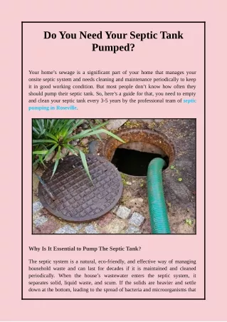 do you need your septic tank pumped