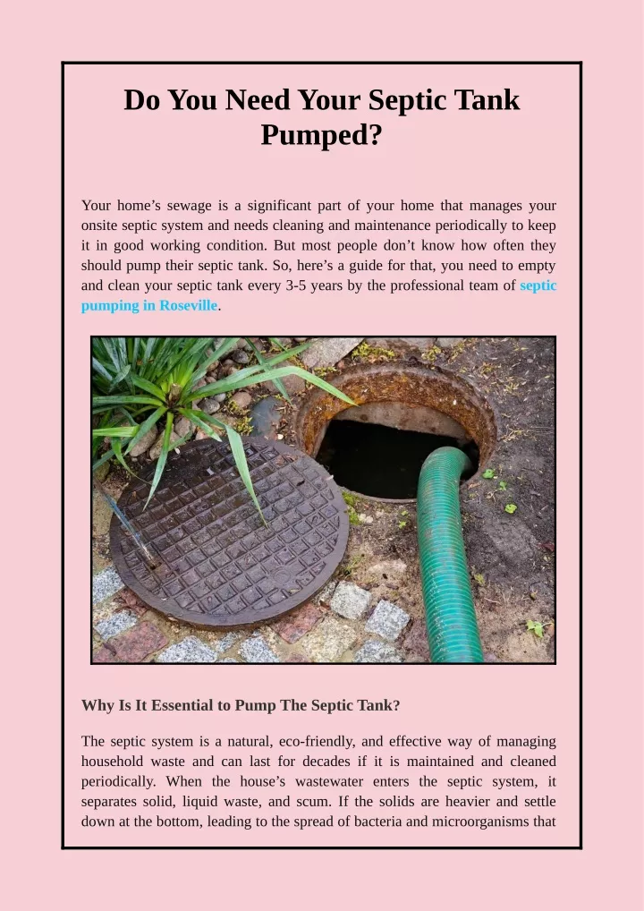 do you need your septic tank pumped